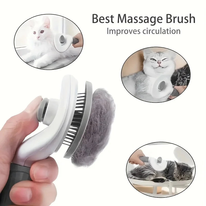 Cepillo Quitapelos para Perros y Gatos – Fácil Limpieza con un Clic
