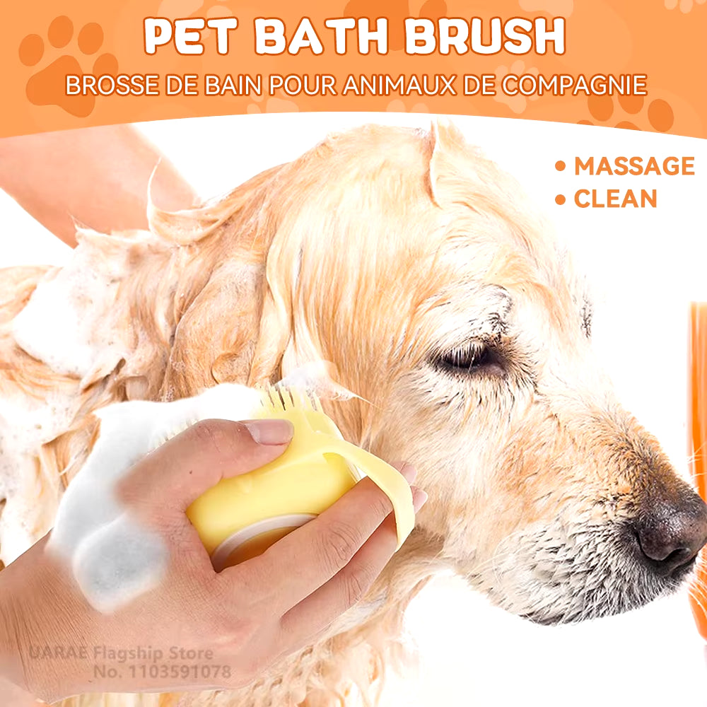 ✨ Cepillo de Baño con Dispensador de jabón para Perros y Gatos – Masaje, Limpieza y Comodidad en un Solo Paso 🛁🐶🐱