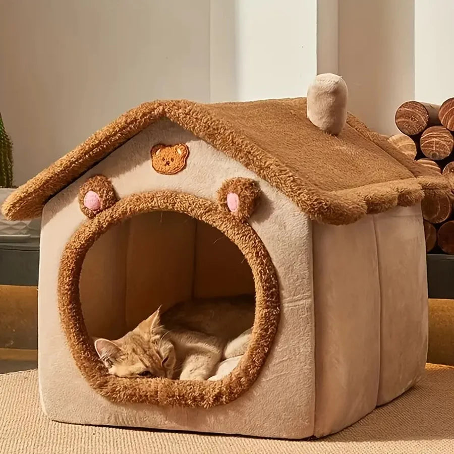 Casa Plegable para Mascotas Lavable | Cama y Refugio para Gatos y Perros Pequelos