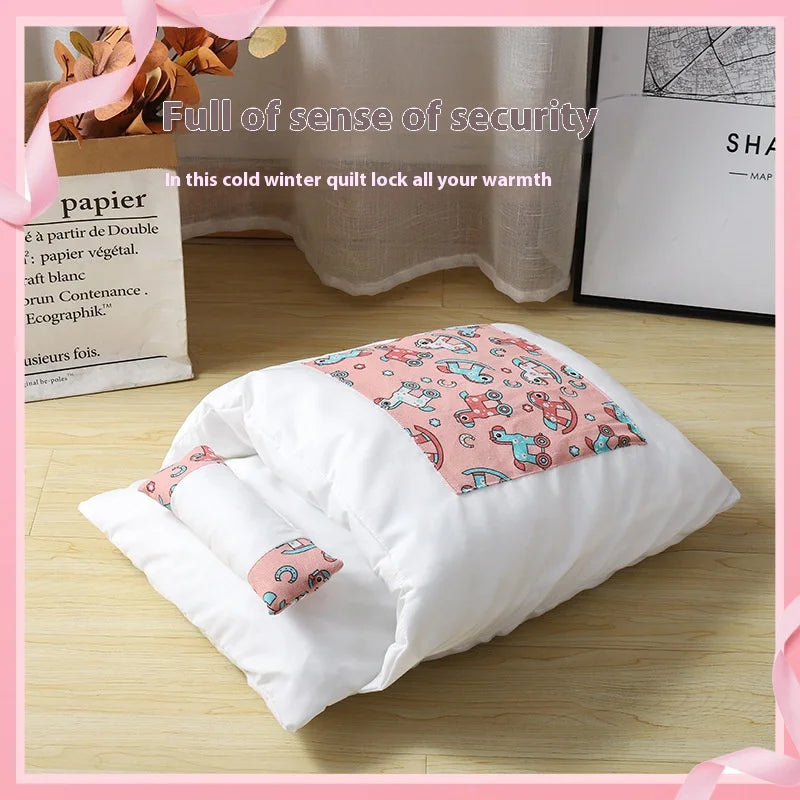 Cama Tipo Saco para Gatos – Estilo Japonés, Calidez y Comodidad