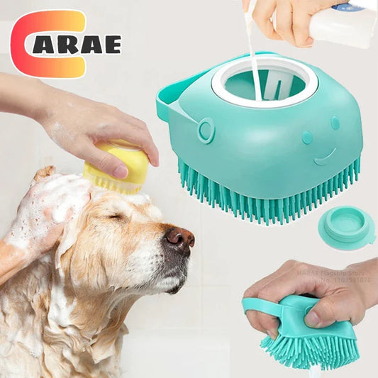 ✨ Cepillo de Baño con Dispensador de jabón para Perros y Gatos – Masaje, Limpieza y Comodidad en un Solo Paso 🛁🐶🐱