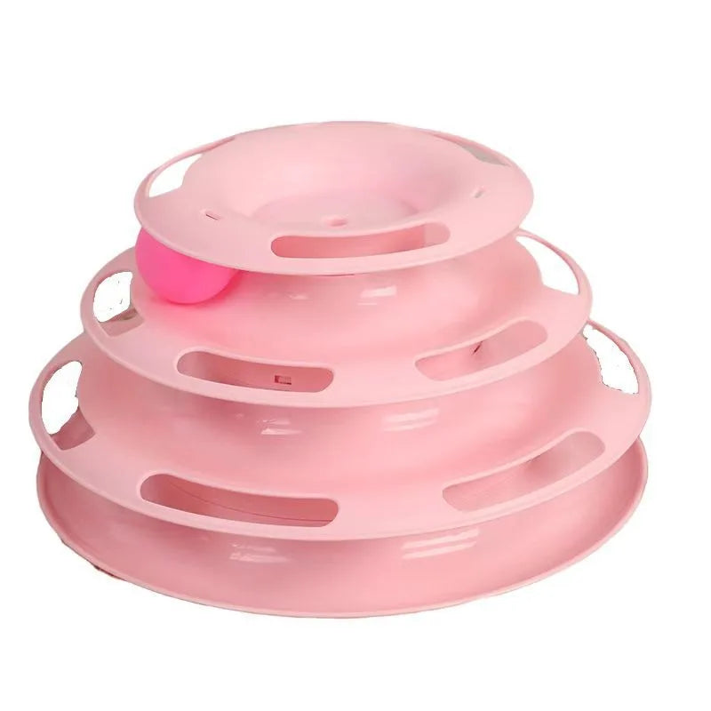 🎾 Juguete Interactivo para Gatos Torre de Pelotas – Juguete Educativo de 3 Niveles con Pistas Giratorias