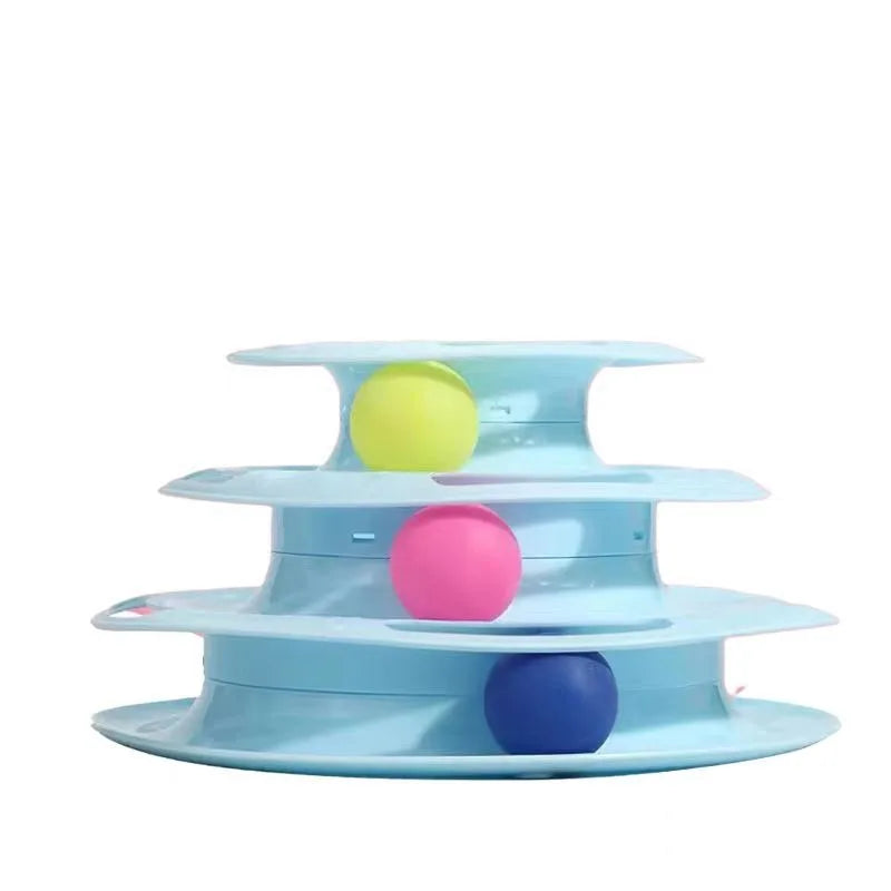 🎾 Juguete Interactivo para Gatos Torre de Pelotas – Juguete Educativo de 3 Niveles con Pistas Giratorias