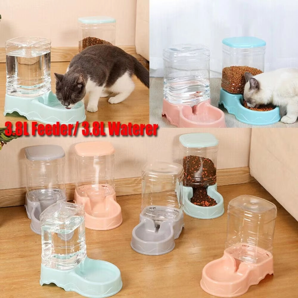 Dispensador Automático de Comida y Agua para Mascotas 3.8L – Gatos y Perros