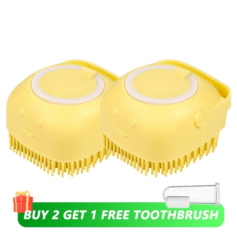 ✨ Cepillo de Baño con Dispensador de jabón para Perros y Gatos – Masaje, Limpieza y Comodidad en un Solo Paso 🛁🐶🐱