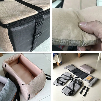Asiento de Coche para Perros y Gatos – Cama de Viaje Segura y Portátil