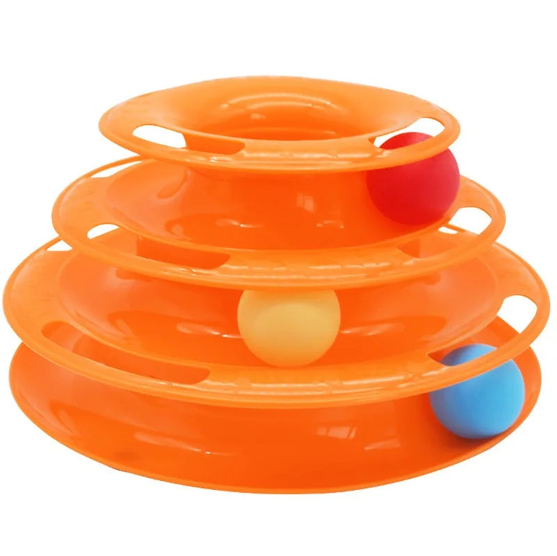 🎾 Juguete Interactivo para Gatos Torre de Pelotas – Juguete Educativo de 3 Niveles con Pistas Giratorias