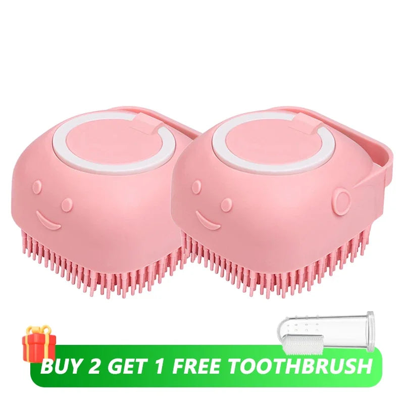 ✨ Cepillo de Baño con Dispensador de jabón para Perros y Gatos – Masaje, Limpieza y Comodidad en un Solo Paso 🛁🐶🐱