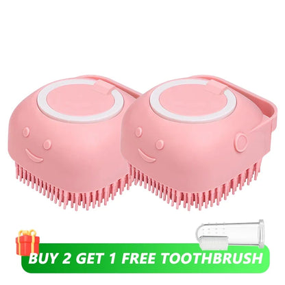 ✨ Cepillo de Baño con Dispensador de jabón para Perros y Gatos – Masaje, Limpieza y Comodidad en un Solo Paso 🛁🐶🐱