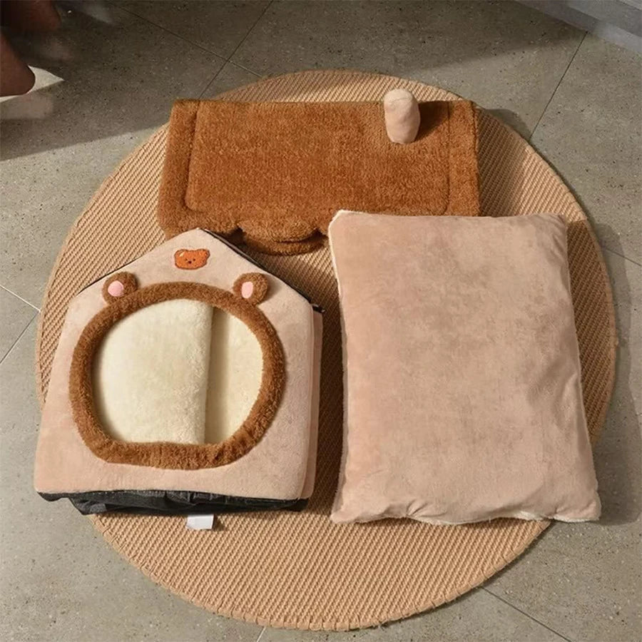 Casa Plegable para Mascotas Lavable | Cama y Refugio para Gatos y Perros Pequelos