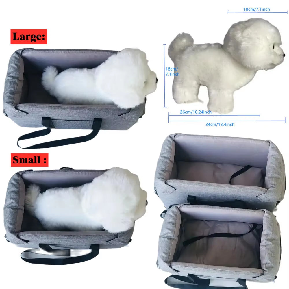 Asiento de Coche para Perros y Gatos – Cama de Viaje Segura y Portátil