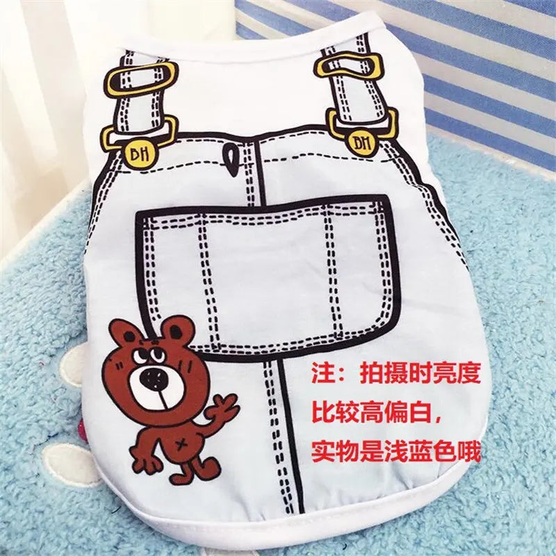 Camiseta de Verano Divertida para Perros Pequeños – Suave, Ligera y con Dibujos Animados