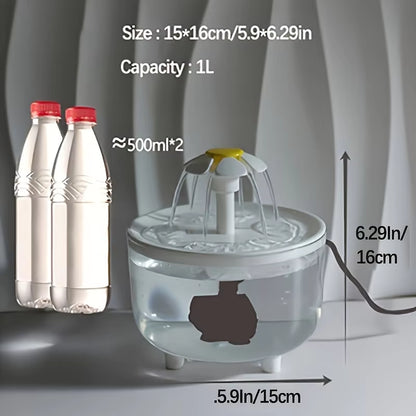 💧 Fuente de Agua Automática y Silenciosa para Gatos y Perros – 1 L con Filtro y Carga USB