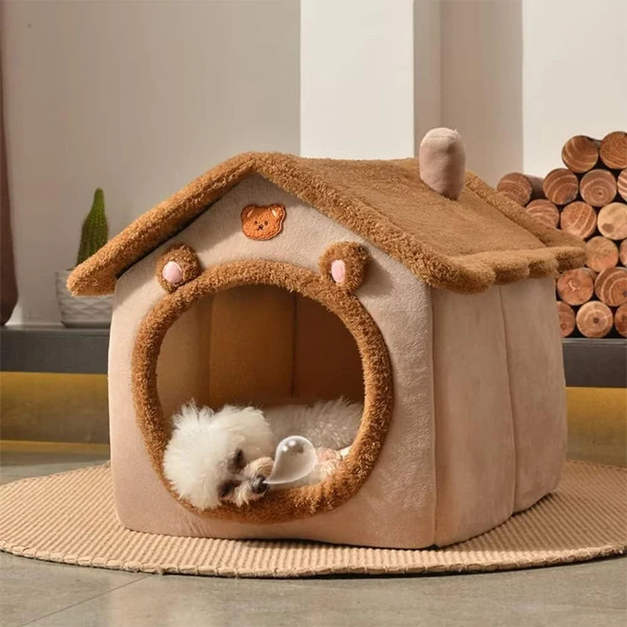 Casa Plegable para Mascotas Lavable | Cama y Refugio para Gatos y Perros Pequelos