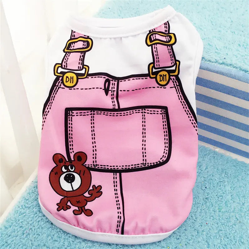 Camiseta de Verano Divertida para Perros Pequeños – Suave, Ligera y con Dibujos Animados