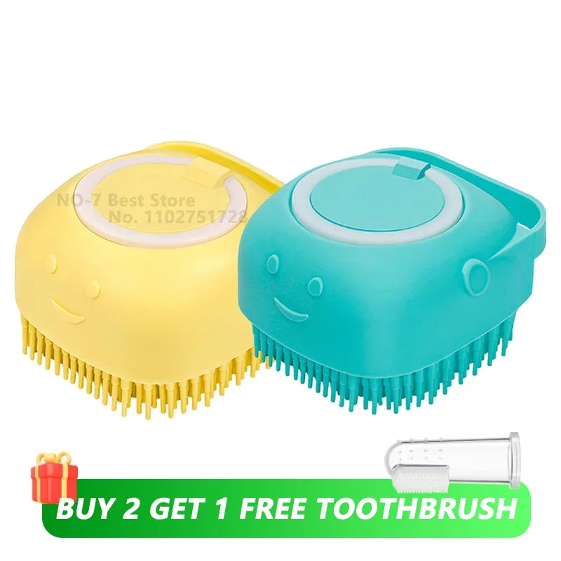 ✨ Cepillo de Baño con Dispensador de jabón para Perros y Gatos – Masaje, Limpieza y Comodidad en un Solo Paso 🛁🐶🐱