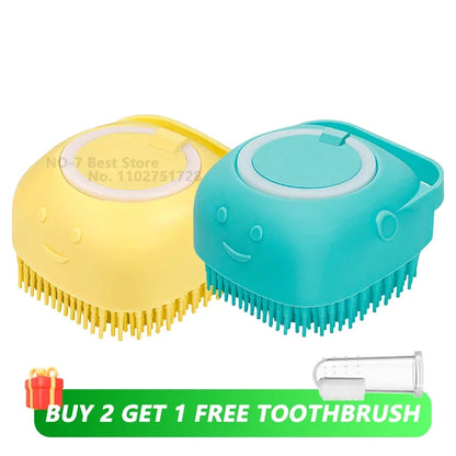 ✨ Cepillo de Baño con Dispensador de jabón para Perros y Gatos – Masaje, Limpieza y Comodidad en un Solo Paso 🛁🐶🐱