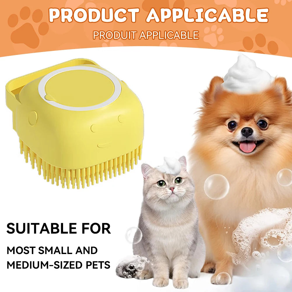✨ Cepillo de Baño con Dispensador de jabón para Perros y Gatos – Masaje, Limpieza y Comodidad en un Solo Paso 🛁🐶🐱