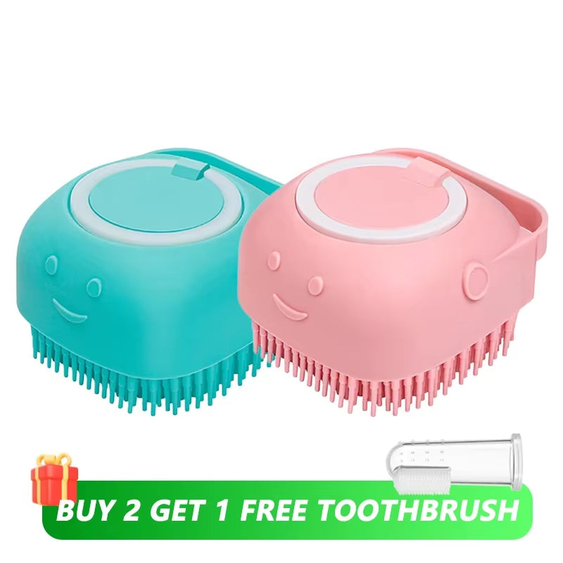 ✨ Cepillo de Baño con Dispensador de jabón para Perros y Gatos – Masaje, Limpieza y Comodidad en un Solo Paso 🛁🐶🐱