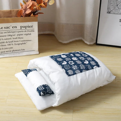 Cama Tipo Saco para Gatos – Estilo Japonés, Calidez y Comodidad