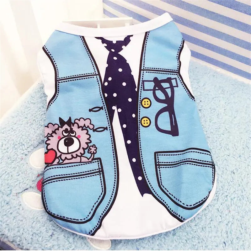 Camiseta de Verano Divertida para Perros Pequeños – Suave, Ligera y con Dibujos Animados
