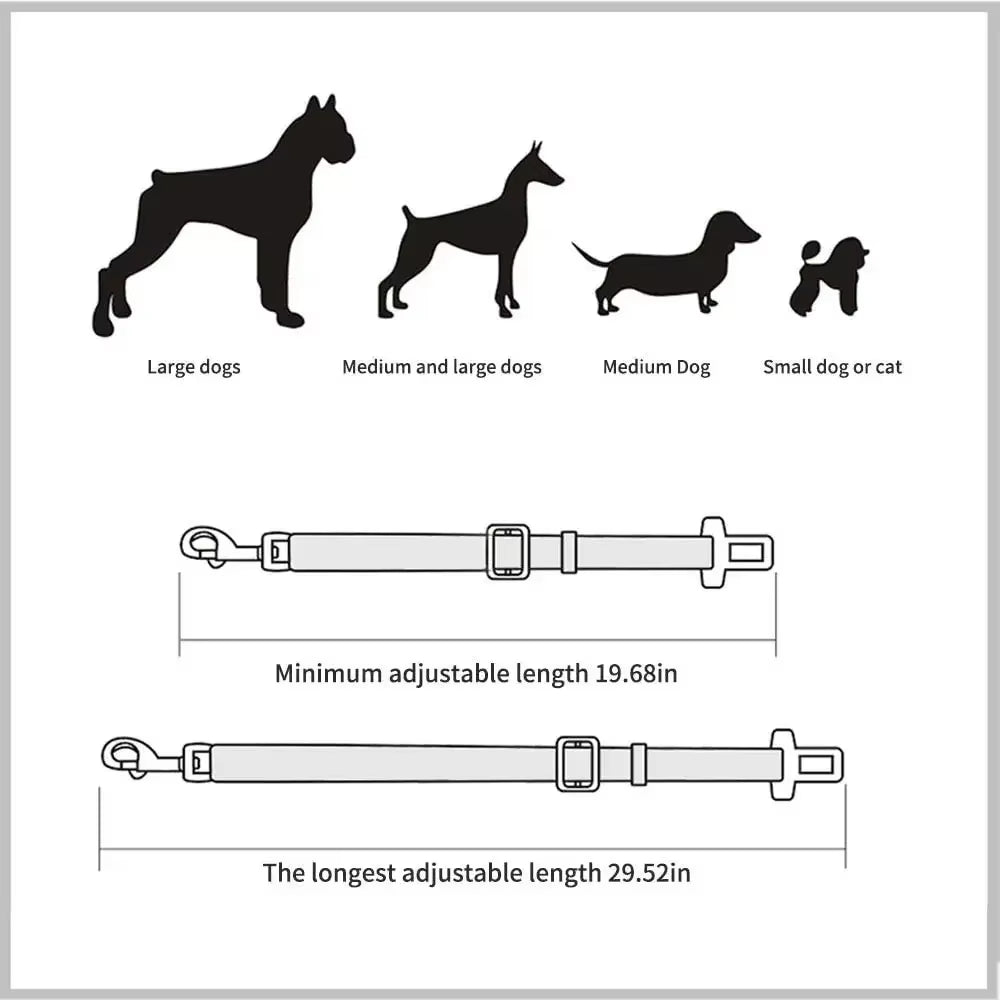 Cinturón de Seguridad para Perros y Gatos – Arnés de Coche Ajustable para Mascotas