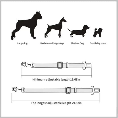 Cinturón de Seguridad para Perros y Gatos – Arnés de Coche Ajustable para Mascotas