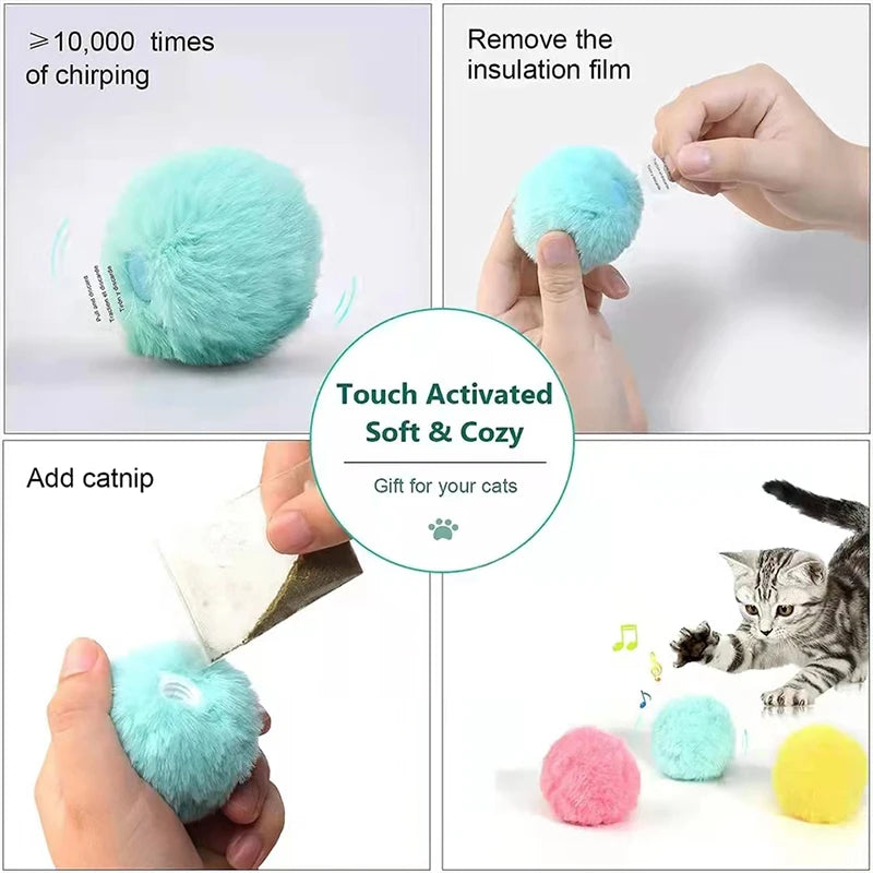 Pelota Interactiva Inteligente para Gatos – Juguete con Sonido y hierba Natural
