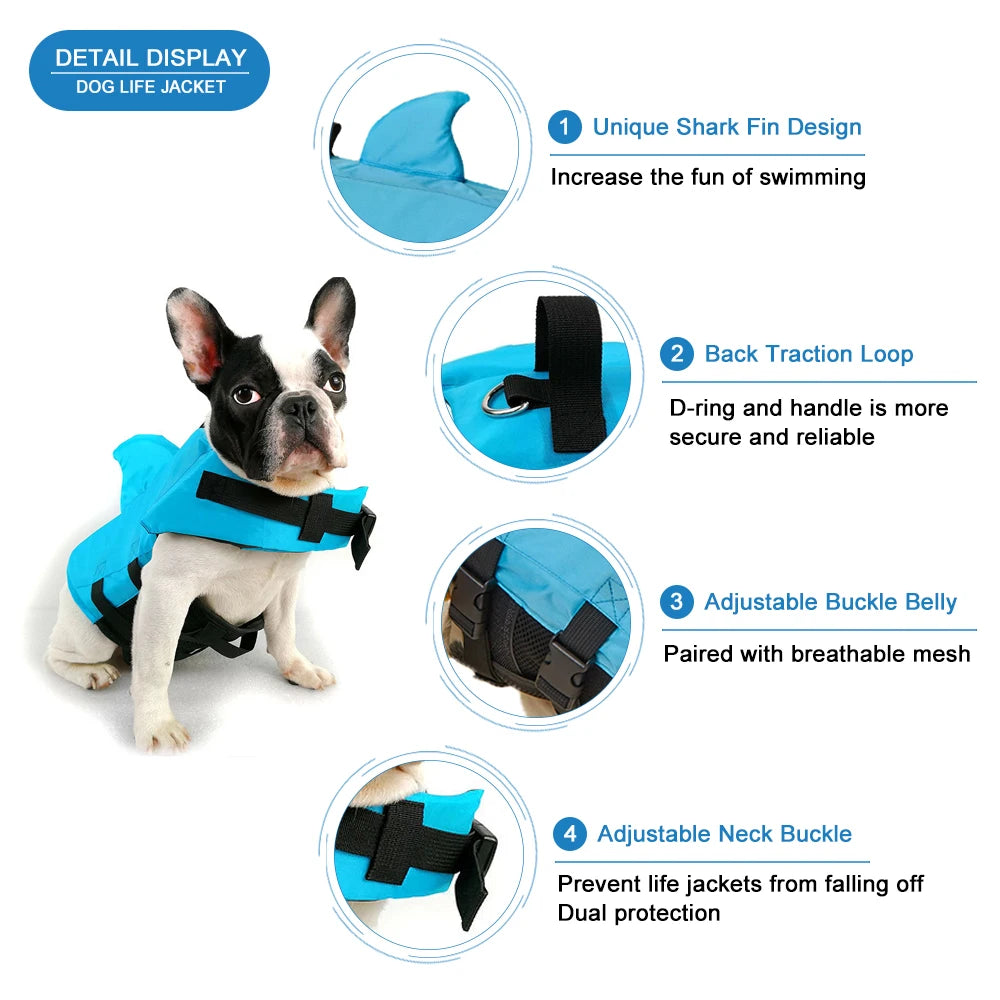 Chaleco Salvavidas para Perros con Diseño de Tiburón – Seguro y Divertido