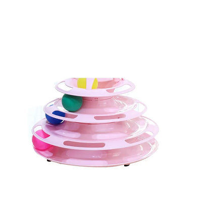 🎾 Juguete Interactivo para Gatos Torre de Pelotas – Juguete Educativo de 3 Niveles con Pistas Giratorias