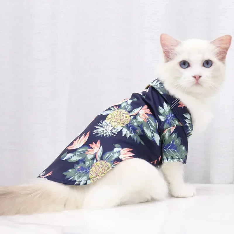 Camisa Hawaiana para Perros y Gatos – Ropa de Verano Estilo Playa para Mascotas Pequeñas y Medianas