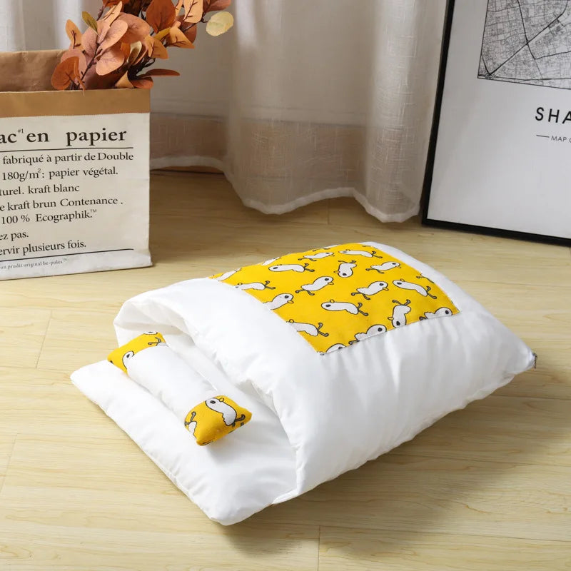 Cama Tipo Saco para Gatos – Estilo Japonés, Calidez y Comodidad