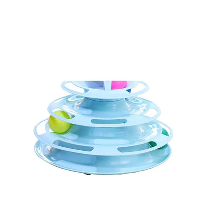 🎾 Juguete Interactivo para Gatos Torre de Pelotas – Juguete Educativo de 3 Niveles con Pistas Giratorias