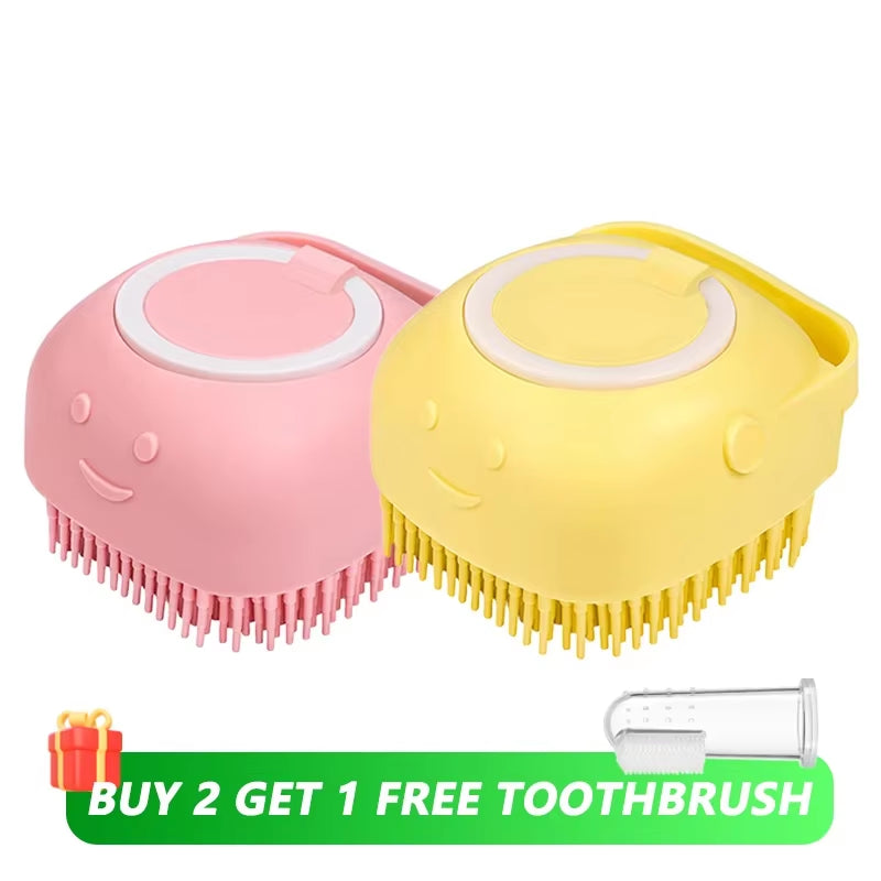 ✨ Cepillo de Baño con Dispensador de jabón para Perros y Gatos – Masaje, Limpieza y Comodidad en un Solo Paso 🛁🐶🐱