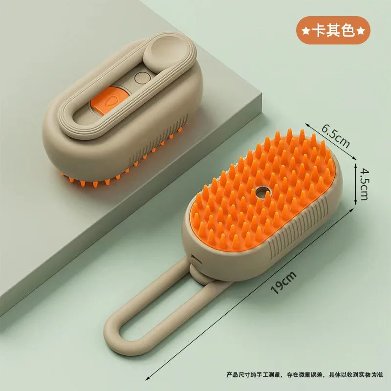 Cepillo de Vapor 3 en 1 para Mascotas – Antiestático, Autolimpiante y Recargable por USB