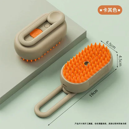 Cepillo de Vapor 3 en 1 para Mascotas – Antiestático, Autolimpiante y Recargable por USB