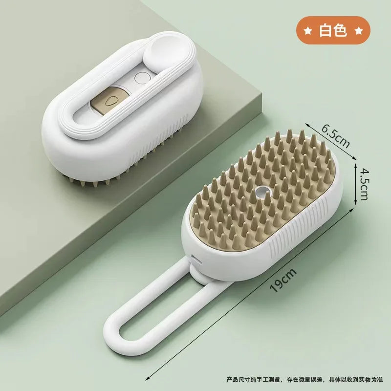Cepillo de Vapor 3 en 1 para Mascotas – Antiestático, Autolimpiante y Recargable por USB