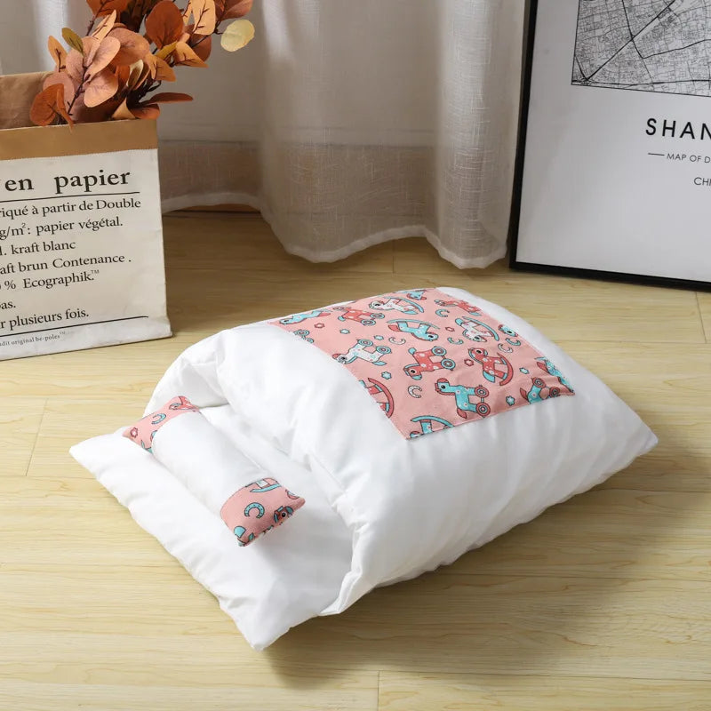 Cama Tipo Saco para Gatos – Estilo Japonés, Calidez y Comodidad