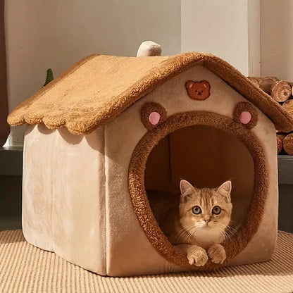 Casa Plegable para Mascotas Lavable | Cama y Refugio para Gatos y Perros Pequelos