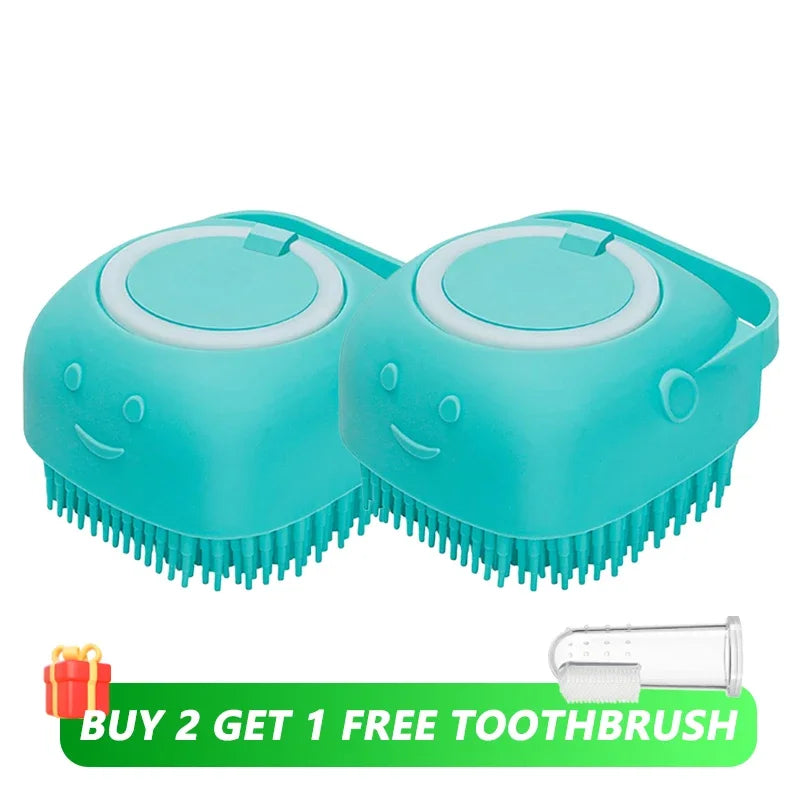 ✨ Cepillo de Baño con Dispensador de jabón para Perros y Gatos – Masaje, Limpieza y Comodidad en un Solo Paso 🛁🐶🐱