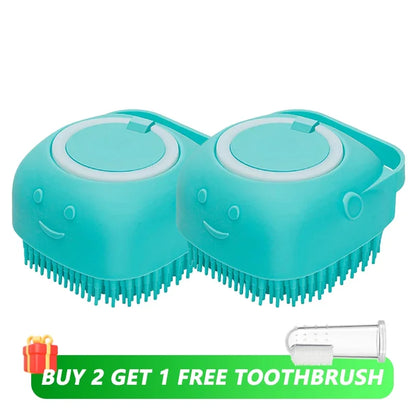 ✨ Cepillo de Baño con Dispensador de jabón para Perros y Gatos – Masaje, Limpieza y Comodidad en un Solo Paso 🛁🐶🐱