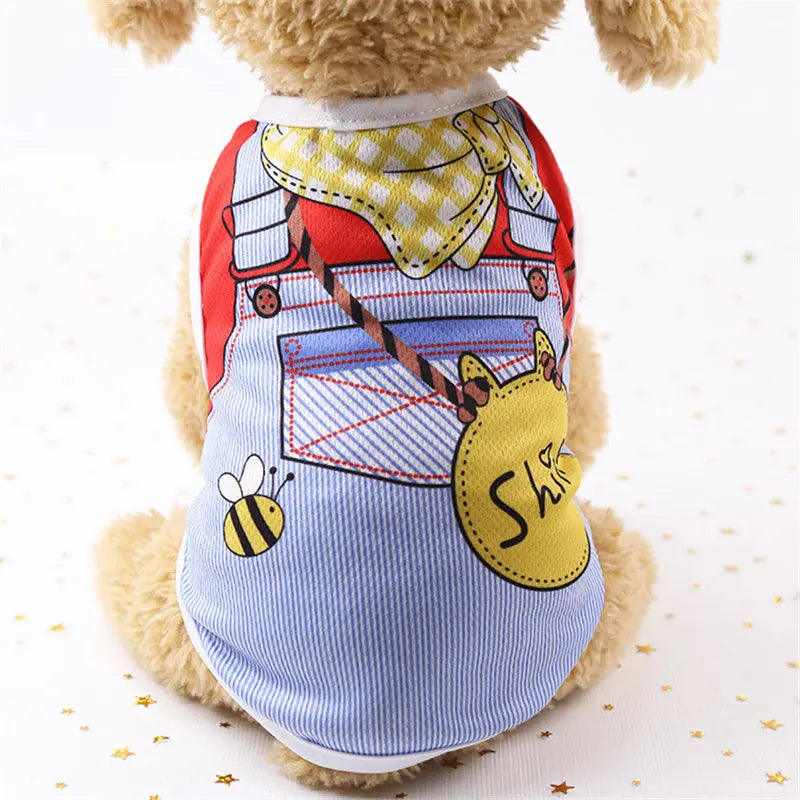Camiseta de Verano Divertida para Perros Pequeños – Suave, Ligera y con Dibujos Animados